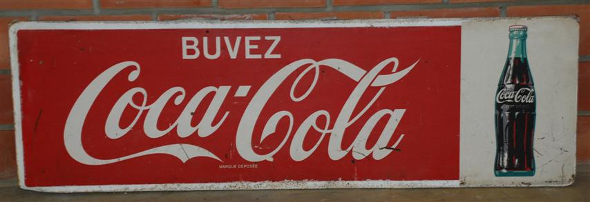Email metalen borden : Buvez Coca-Cola - 145,5 x 45,5cm
